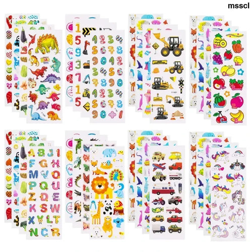 5 Sheets Kids Stickers Puffy Stickers for Children Birthday Christmas New Year Gift for Girl Boy Scrapbooking Cartoon