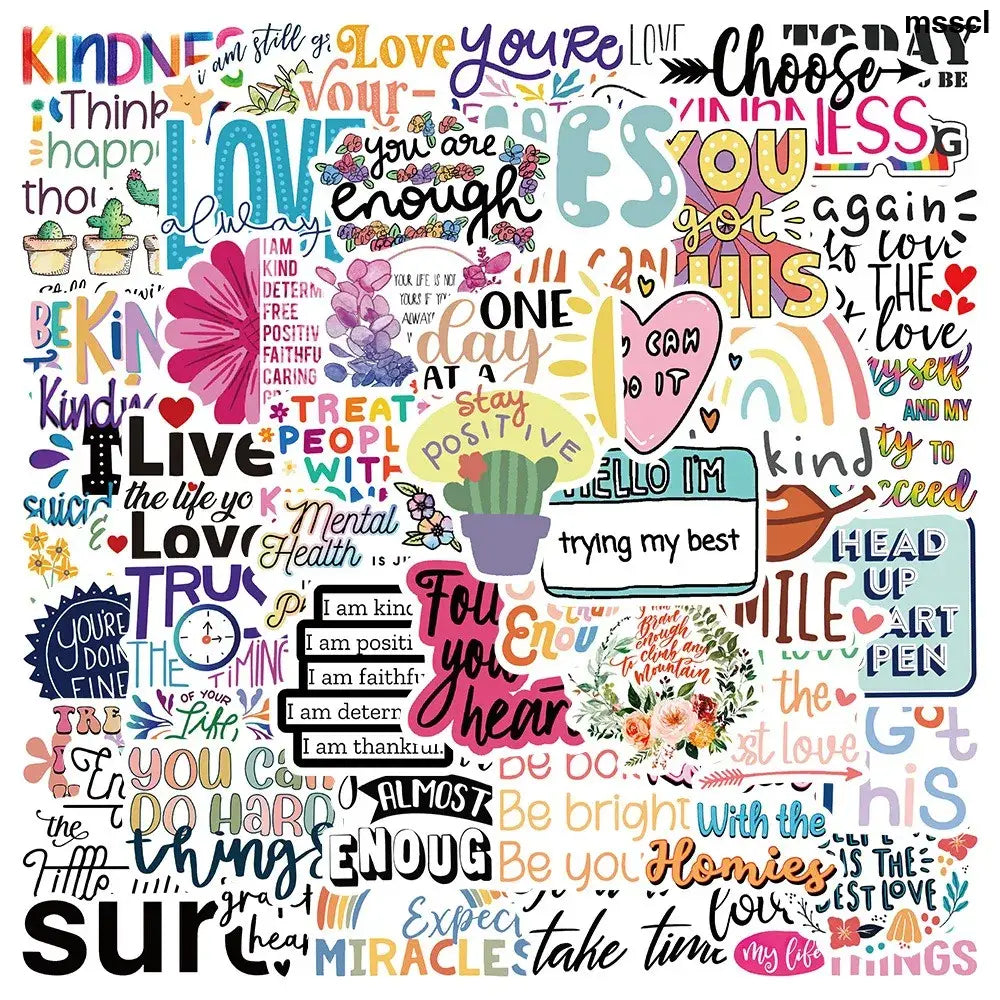 52pcs Inspirational Quote Stickers Pack Positive Decals DIY Laptops Water Bottles Phones Decorative Stickers Perfect