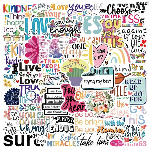 52pcs Inspirational Quote Stickers Pack Positive Decals DIY Laptops Water Bottles Phones Decorative Stickers Perfect