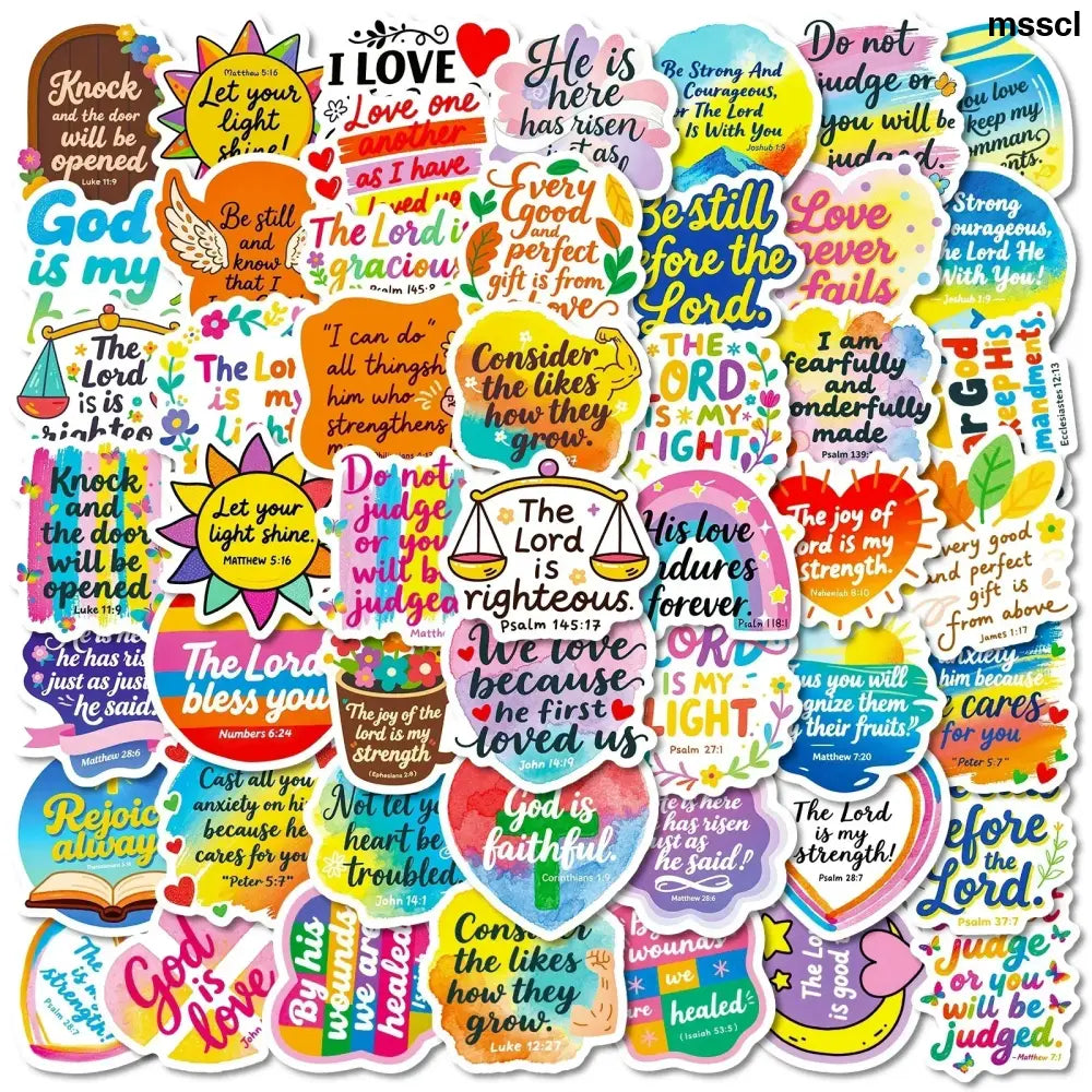 56PCS Cute Bible Inspirational Colorful Graffiti Stickers Inspirational Text Stickers - 56PCS - Stickers