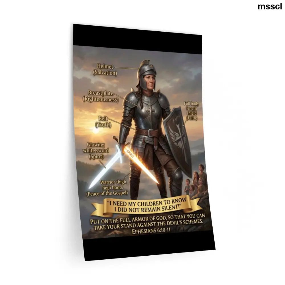 Armor of God Wall Decal, Biblical Christian Spiritual Warfare Illustration (Ephesians 6:10-11) - 12″ x 18″ - Wall Decal