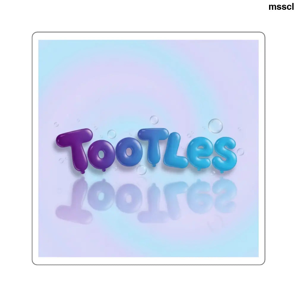 Copy of Tootles Square Sticker, Cute Retro Text Decal - 2’’ × 2’’ / White - Stickers