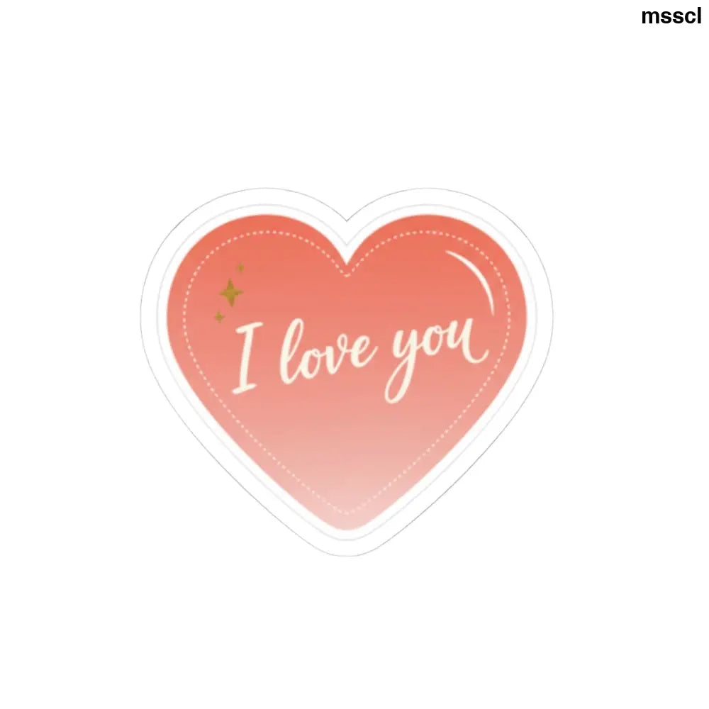 Heart-Shaped ’I Love You’ Kiss-Cut Sticker – Romantic Valentine Laptop Decal - 3’’ × 3’’ / White - Stickers