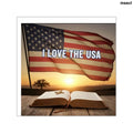 I Love the USA Square Vinyl Sticker, Patriotic American Flag Decal - 2’’ × 2’’ - Stickers