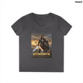 Ladies’ V-Neck T-Shirt, Inspirational Warrior Artwork Tee - S / Charcoal - V-neck