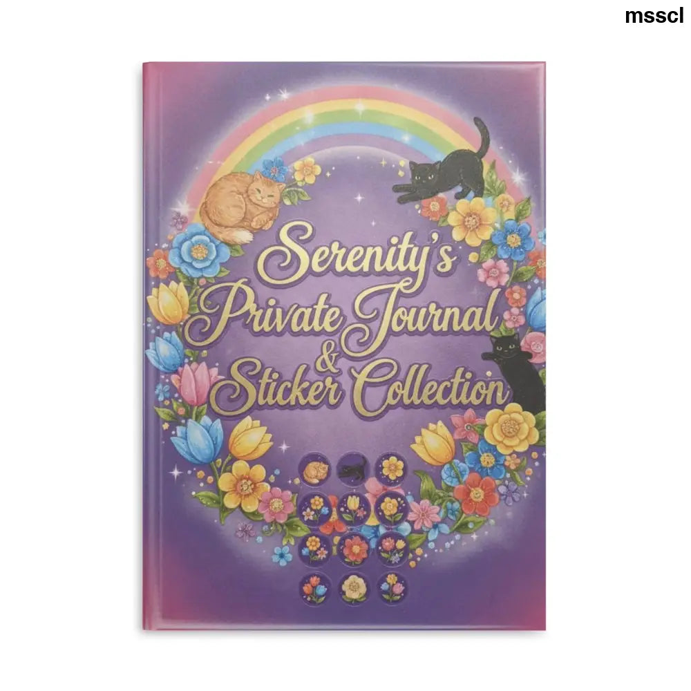 Personalized Serenity Hardcover Notebook, Puffy-Cover Journal & Sticker Book for Girls - A4 / Blank / Glossy - Paper