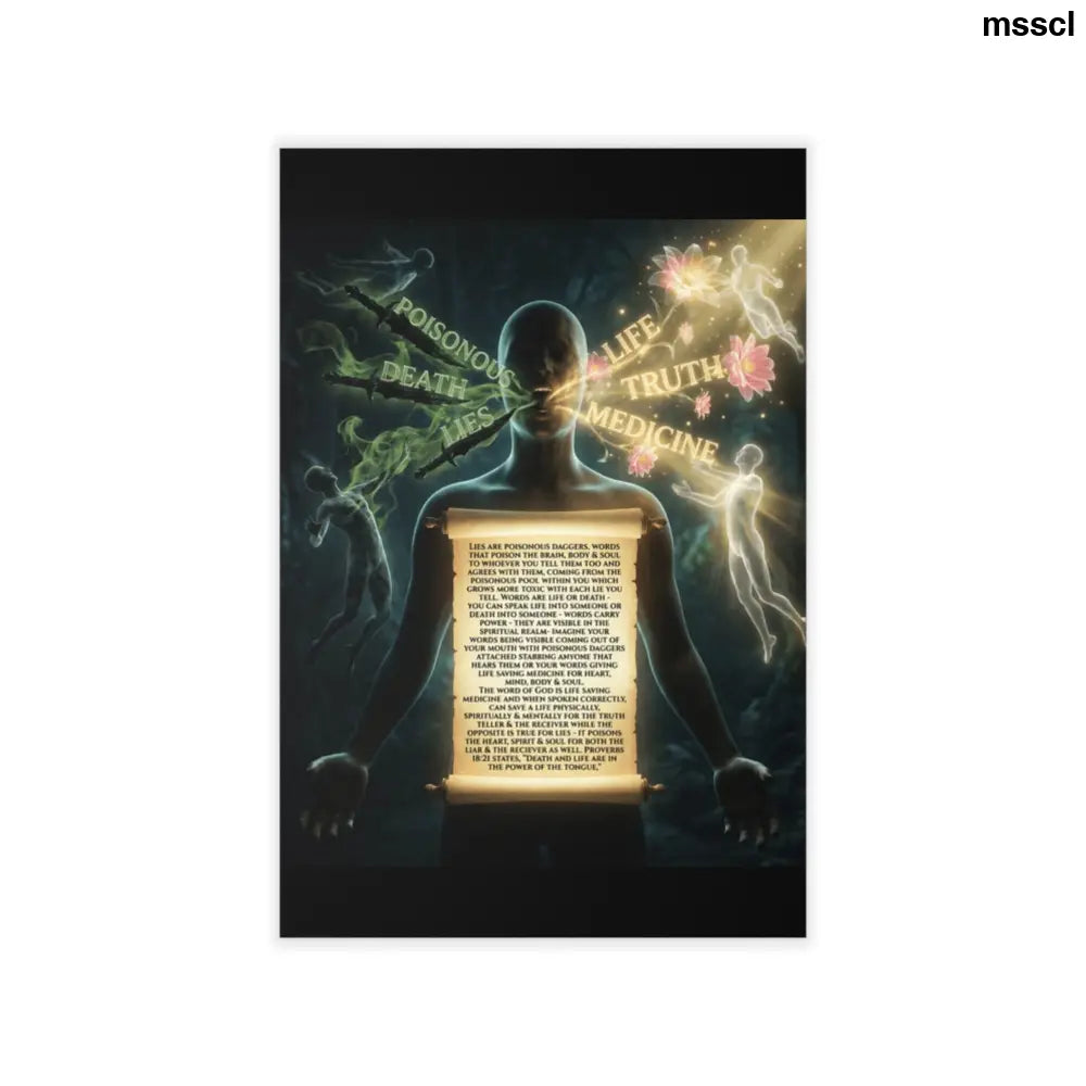 Wall Decal, Mystical Anatomy Poster with Scroll Text (Life Death Truth Medicine) - 12’’ x 18’’ - Wall Decal